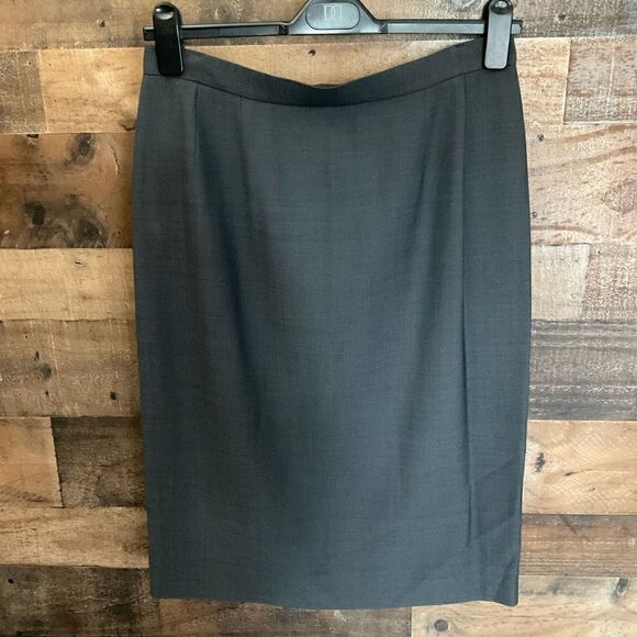 Carlisle Skirt Midi A-line Wool Blend Dark Grey Zipper Button Closure Women 14 - Picture 10 of 10